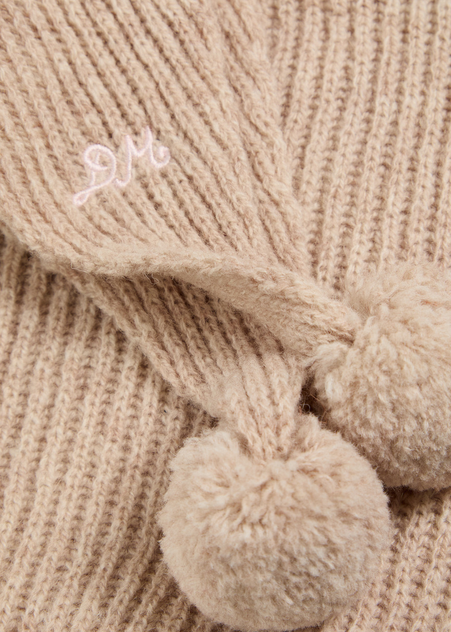 Damson Madder Pom-pom Knit Hood - Beige - One Size