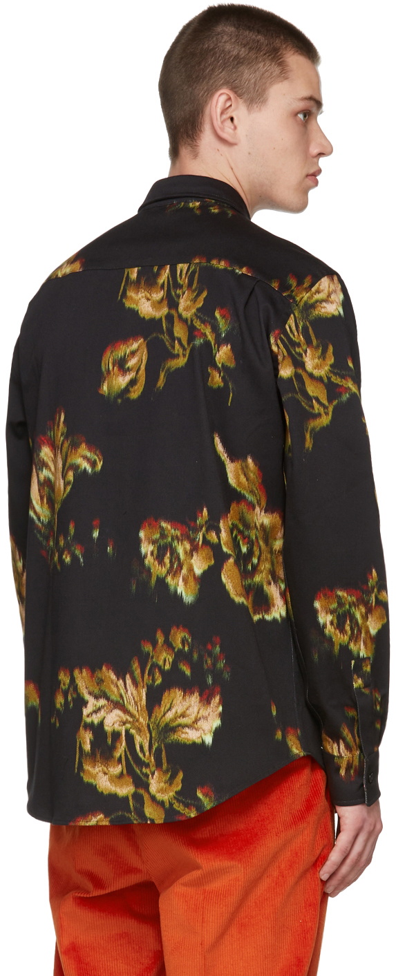 Paul Smith Black Denim 'Disrupted Rose' Shirt Paul Smith