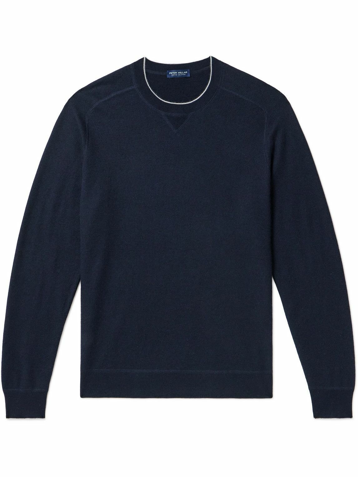 Photo: Peter Millar - Voyager Contrast-Tipped Cashmere-Blend Sweater - Blue