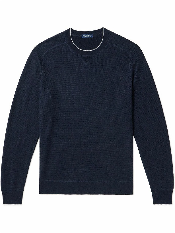 Photo: Peter Millar - Voyager Contrast-Tipped Cashmere-Blend Sweater - Blue