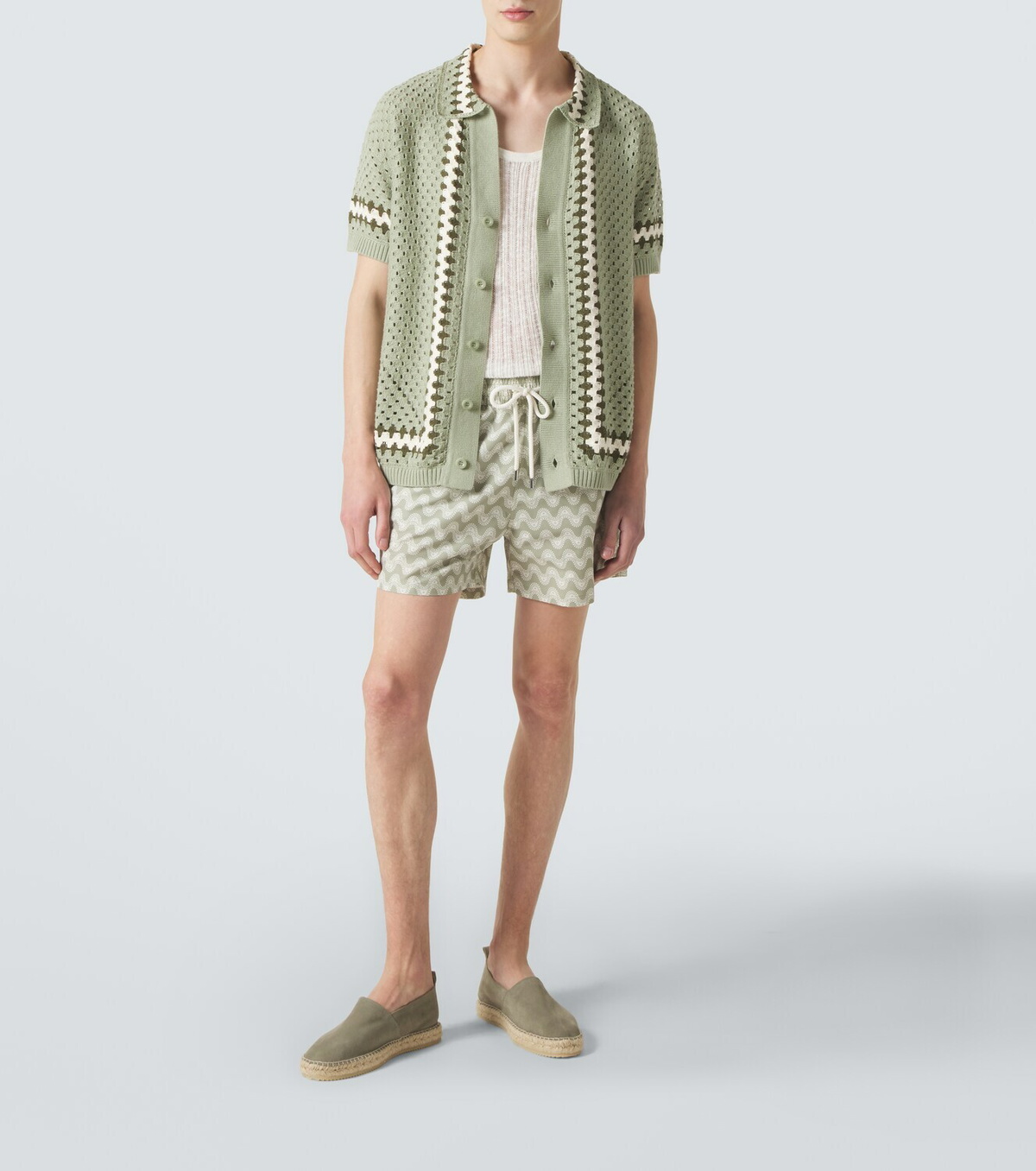 Frescobol Carioca Pinto crochet cotton bowling shirt