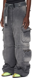 LU'U DAN Gray Wadded Denim Cargo Pants