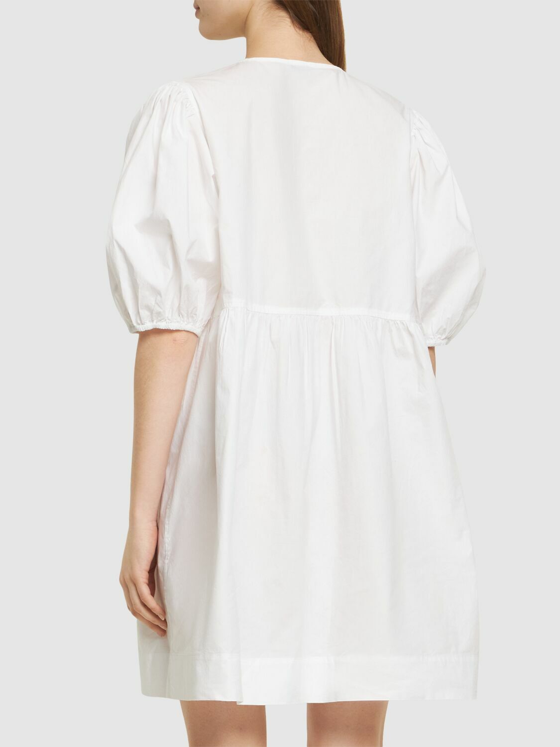 GANNI Cotton Poplin Tie String Mini Dress GANNI