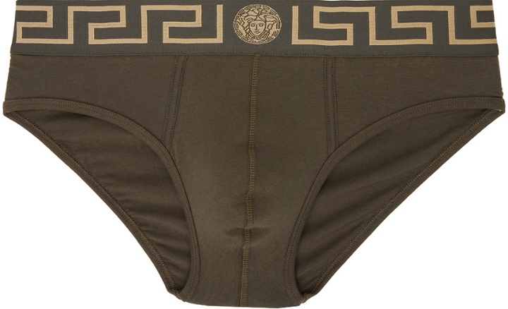 Photo: Versace Underwear Khaki Greca Border Briefs