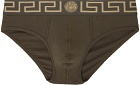 Versace Underwear Khaki Greca Border Briefs