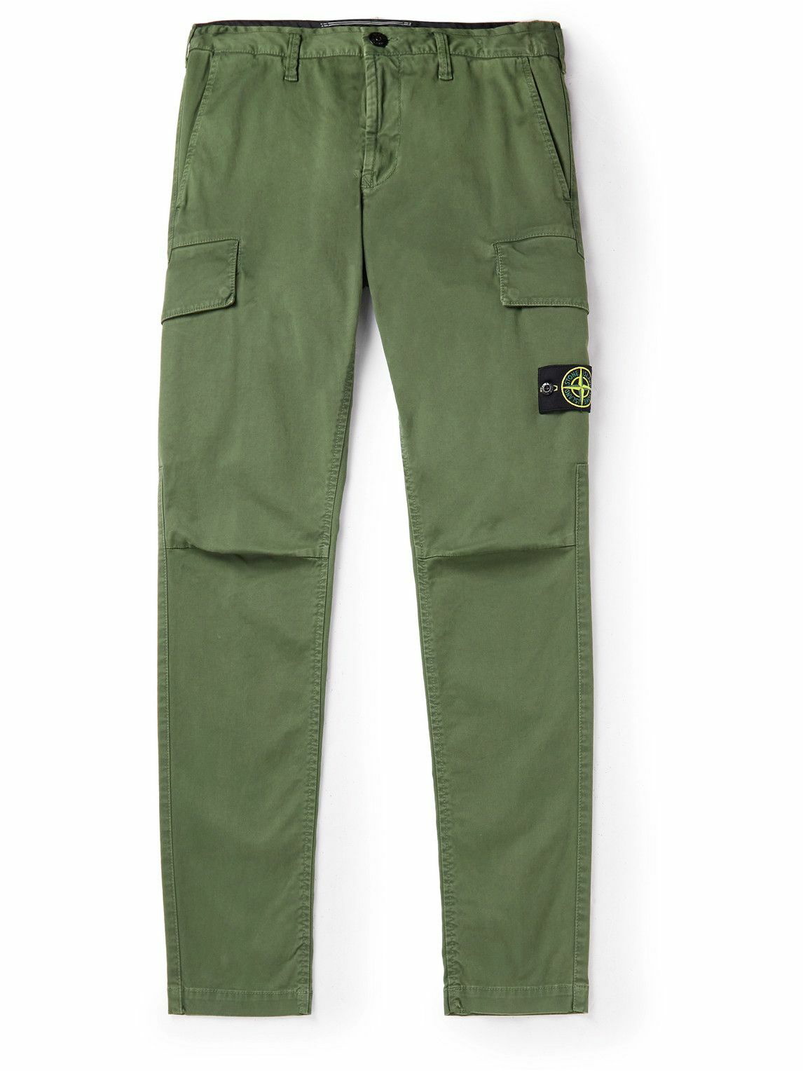 Stone Island - Slim-Fit Garment-Dyed Cotton-Blend Twill Cargo Trousers -  Green Stone Island