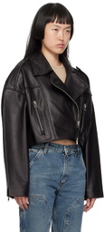 AGOLDE Black Shoreditch Ski Club Edition Remi Leather Jacket