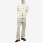 AMI Men's Tonal Small A Heart Cardigan in Vanilla
