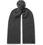 Brioni - Cable-Knit Wool and Cashmere-Blend Scarf - Gray