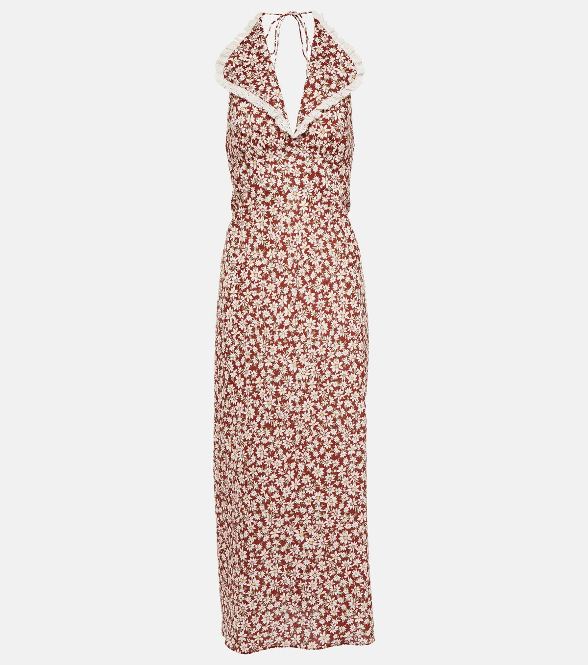 Rixo Sabrina floral halterneck midi dress