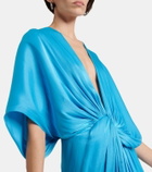 Costarellos Roanna draped lamé georgette gown