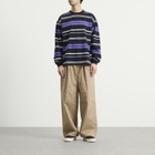 BEAMS Men's Multi Stripe Long Sleeve T-Shirt in Black