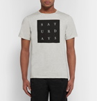 Saturdays NYC - Grid Printed Mélange Cotton-Jersey T-Shirt - Men - Light gray
