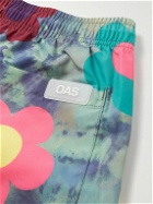 OAS - Straight-Leg Mid-Length Tie-Dyed Floral-Print Swim Shorts - Green