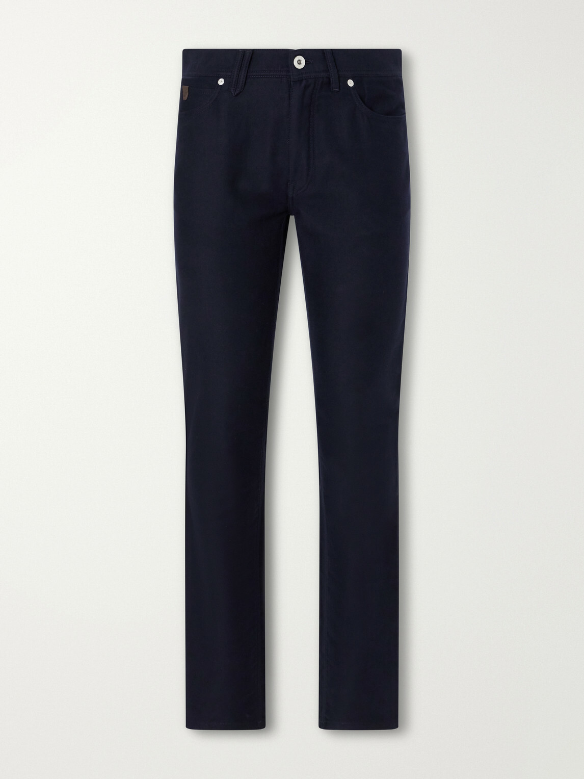 Brioni - Straight-Leg Cotton-Moleskin Trousers - Blue