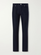Brioni - Straight-Leg Cotton-Moleskin Trousers - Blue