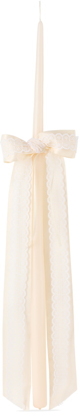 Photo: Gohar World Off-White Lace Bow Taper Candle