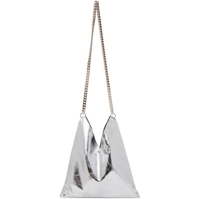 MM6 Maison Margiela Silver Metallic Triangle Shoulder Bag MM6 Maison ...