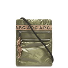 A.P.C. Men's Repeat Logo Neck Pouch in Khaki