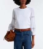 Veronica Beard Bellamie lace-trimmed cotton-blend top