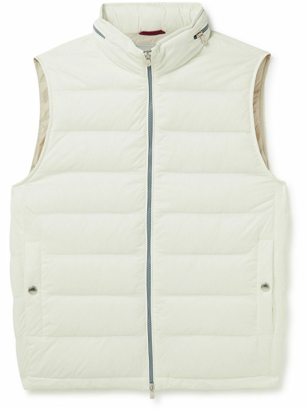Photo: Brunello Cucinelli - Quilted Nylon Down Hooded Gilet - Gray