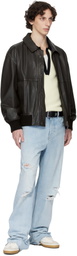 BOSS Brown Zip Leather Jacket