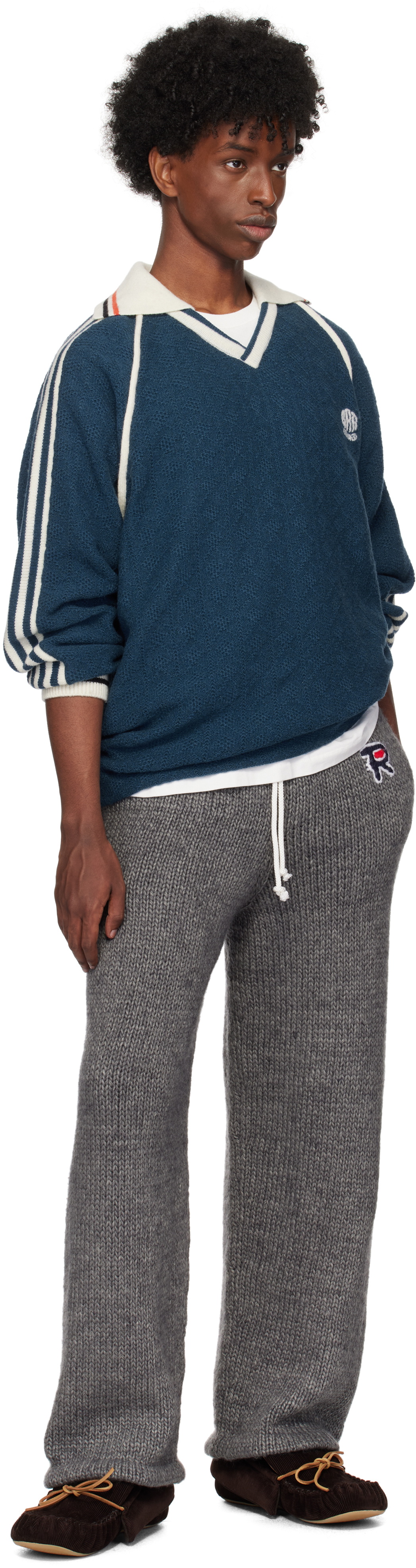 RICE NINE TEN Gray Hand Knitted Jersey Sweatpants
