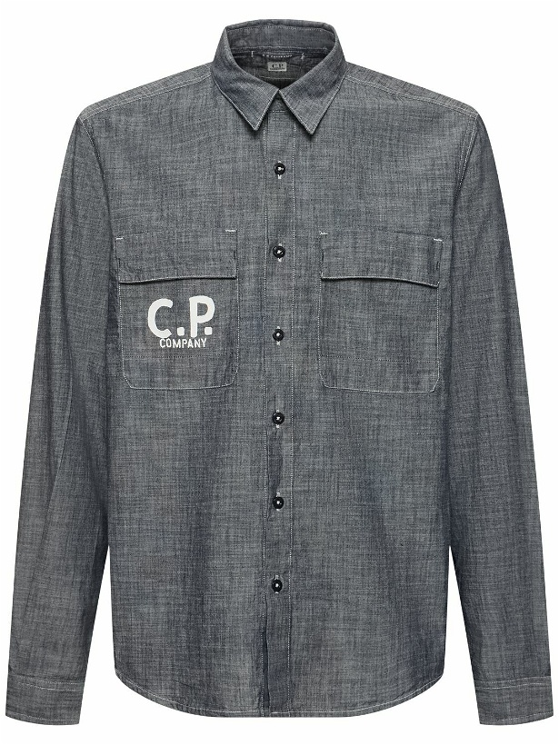 Photo: C.P. COMPANY Chambray Long Sleeved Logo Shirt