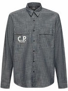 C.P. COMPANY Chambray Long Sleeved Logo Shirt