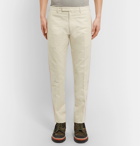 Valentino - Striped Slub Cotton Trousers - Men - Ecru