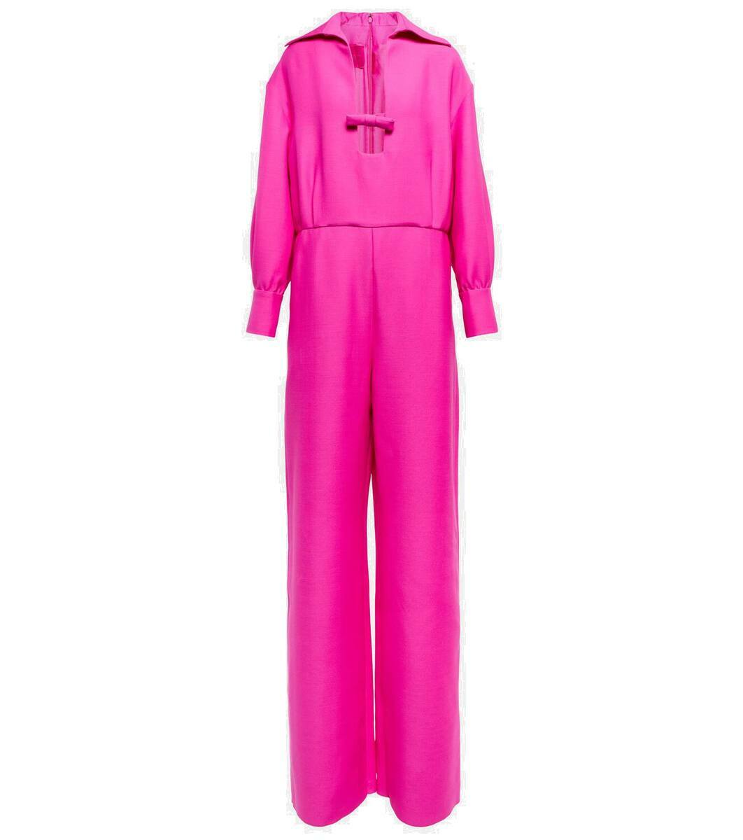 V-neck Georgette and Crepe Jumpsuit