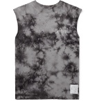 Satisfy - Distressed Printed Tie-Dyed Cotton-Jersey Tank Top - Black