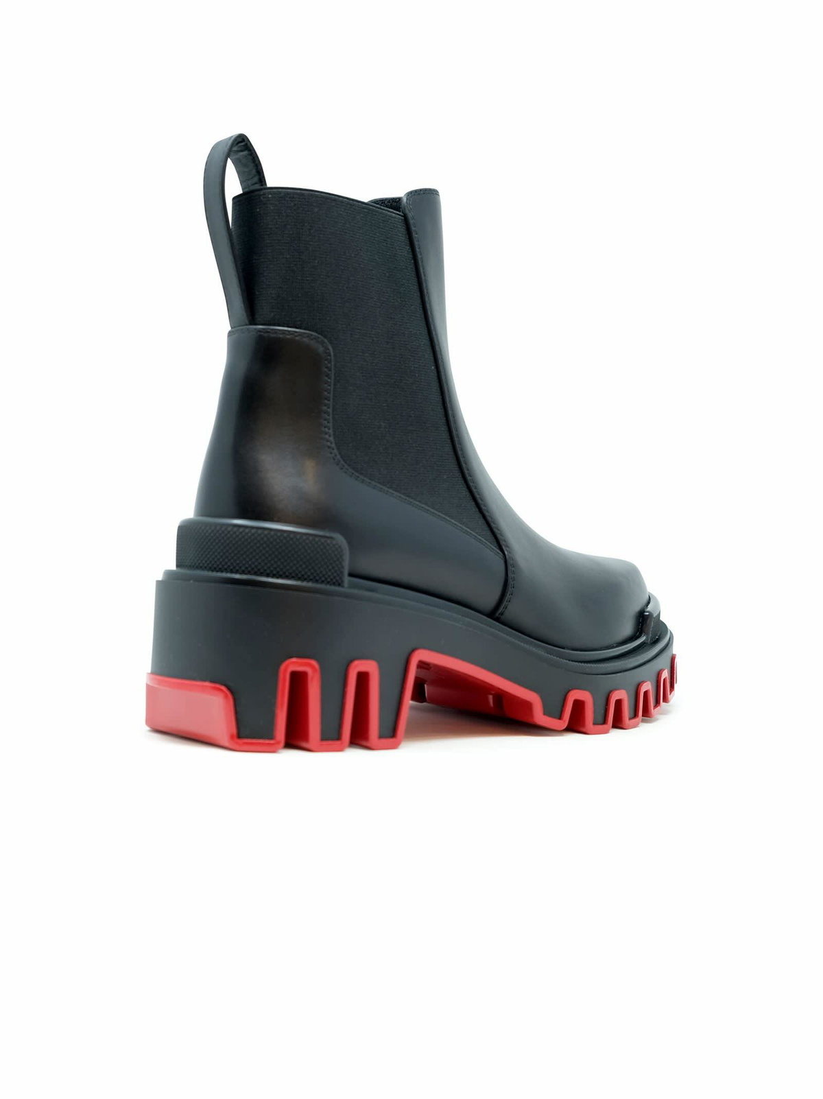 Christian Louboutin Black Calf Leather Wax Marchacroche Dune Flat Ankle Boots