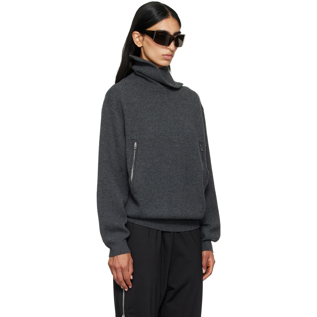 Balenciaga Gray Back-To-Front Turtleneck