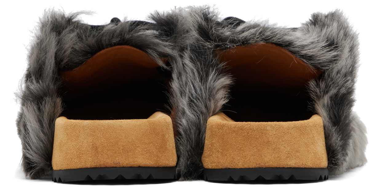Dries Van Noten Gray Shearling Clogs