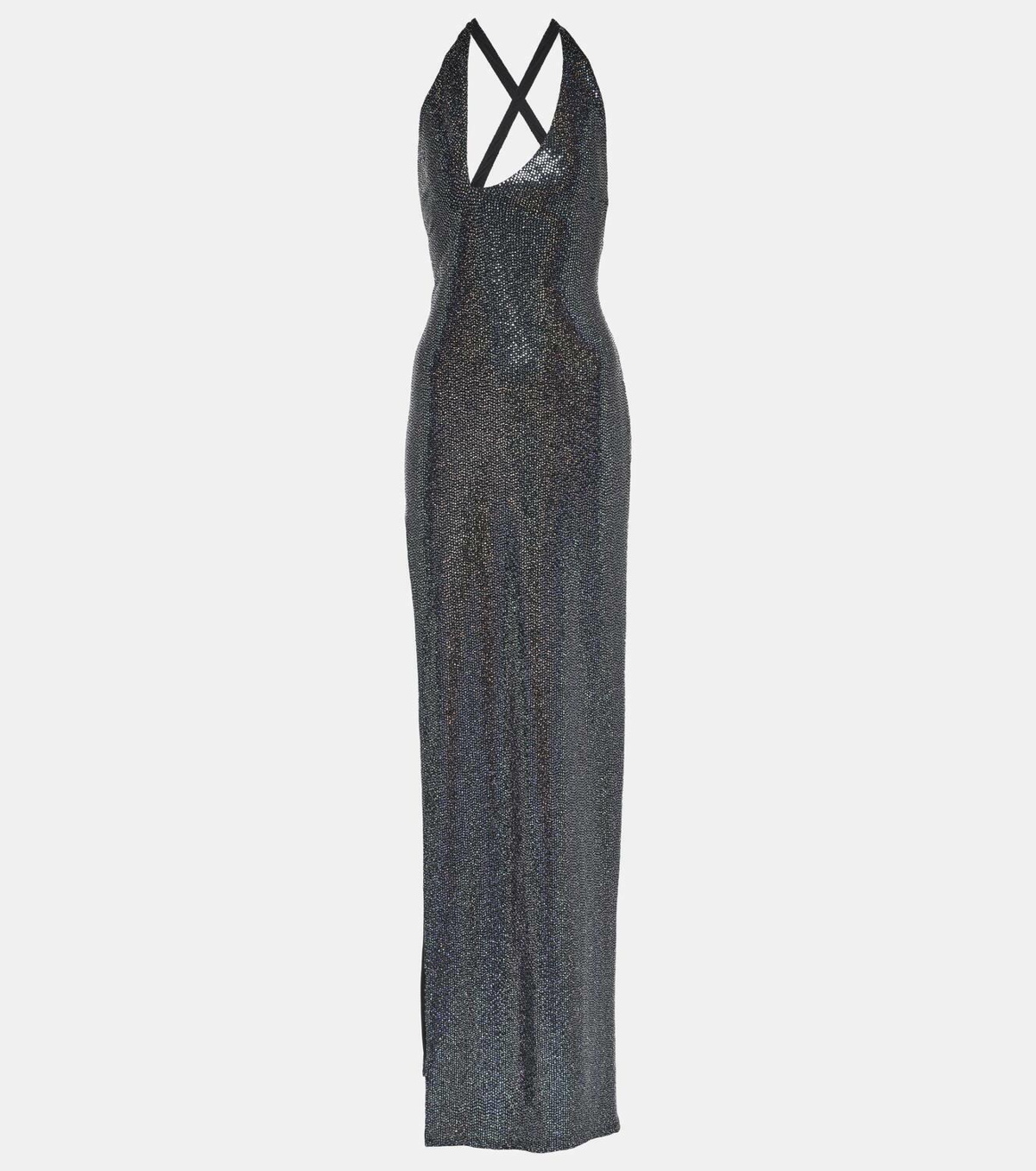 The Sei Silk Velvet Maxi Dress in Metallic