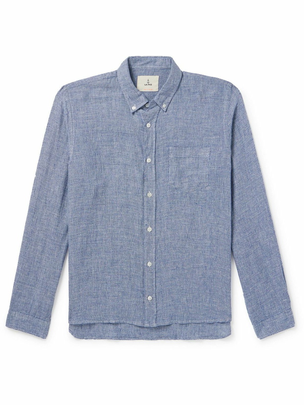 Photo: La Paz - Button-Down Collar Linen Shirt - Blue