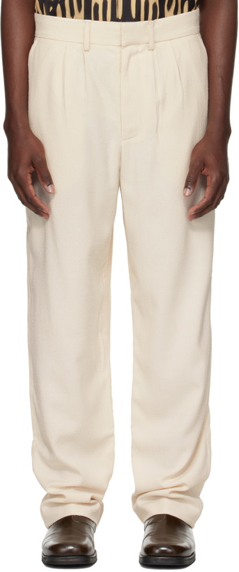 Photo: COMMAS Off-White Textured Tailored Trousers