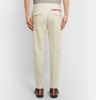 Valentino - Striped Slub Cotton Trousers - Men - Ecru