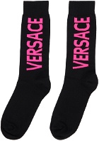 Versace Black & Pink Logo Socks