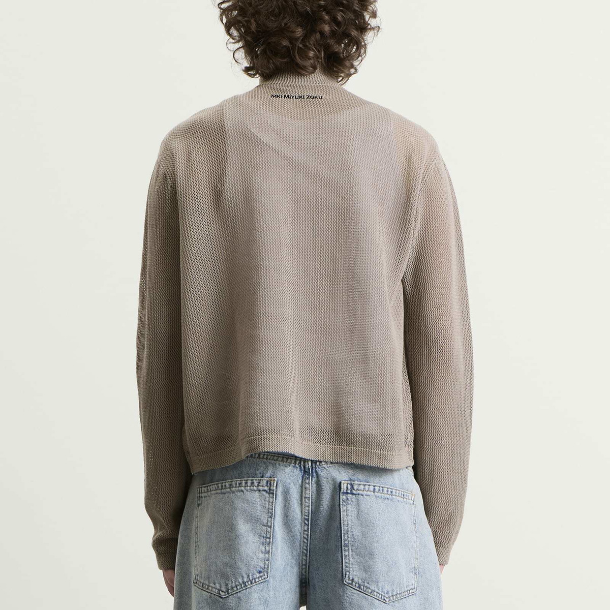 MKI Men's Linen Loose Knit Track Jacket in Taupe