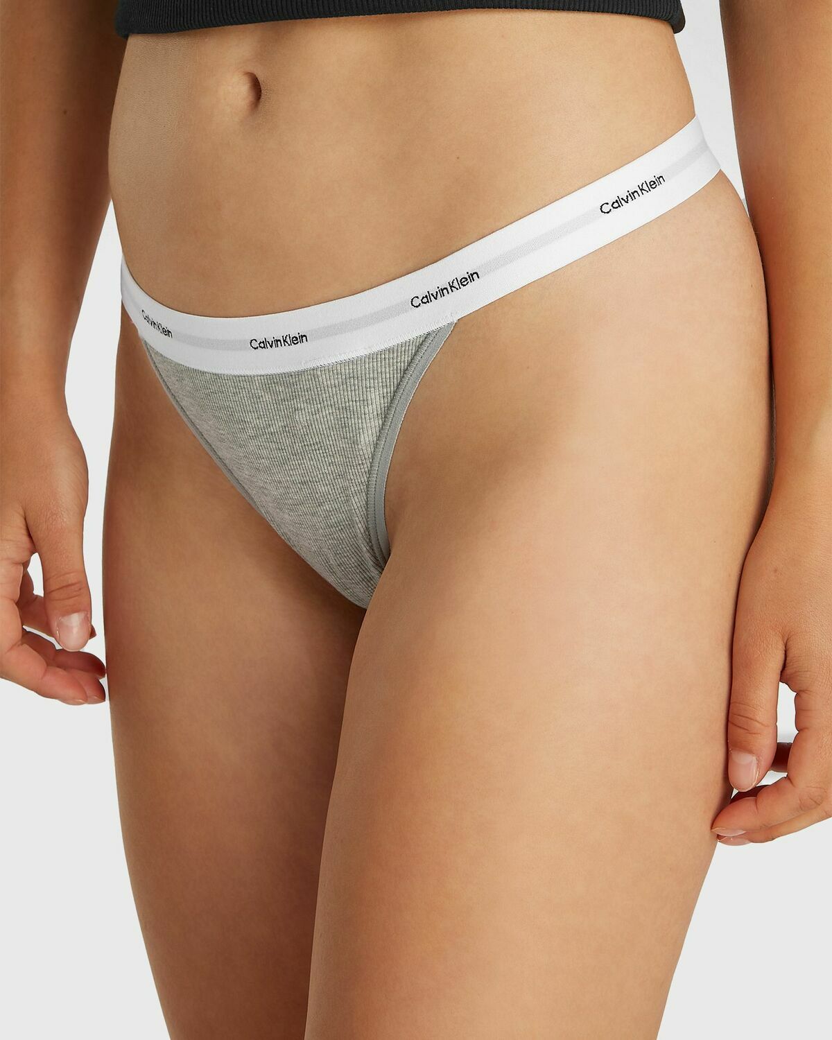 Calvin Klein Underwear COTTON STRETCH RIB (MPP) STRING THONG 3-PACK Grey Womens Panty