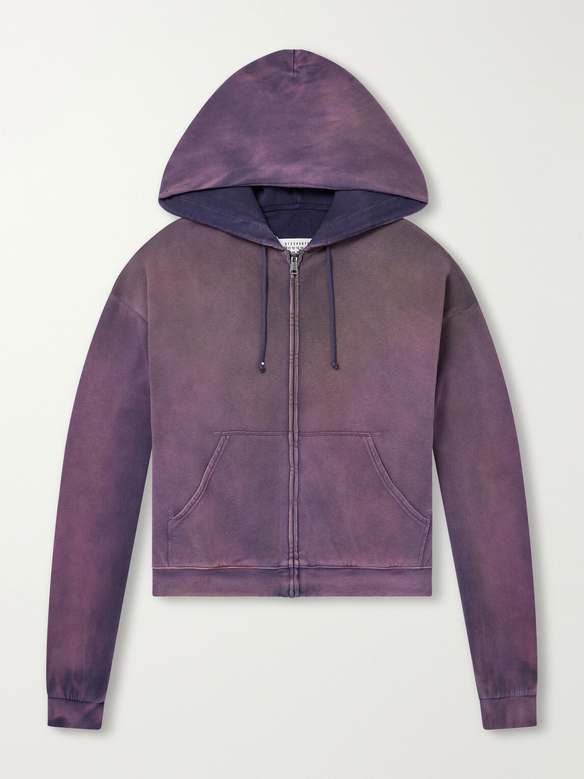 Maison Margiela - Distressed Cotton-Jersey Zip-Up Hoodie - Purple