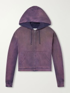 Maison Margiela - Distressed Cotton-Jersey Zip-Up Hoodie - Purple