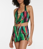 Louisa Ballou - Cutout printed miniskirt