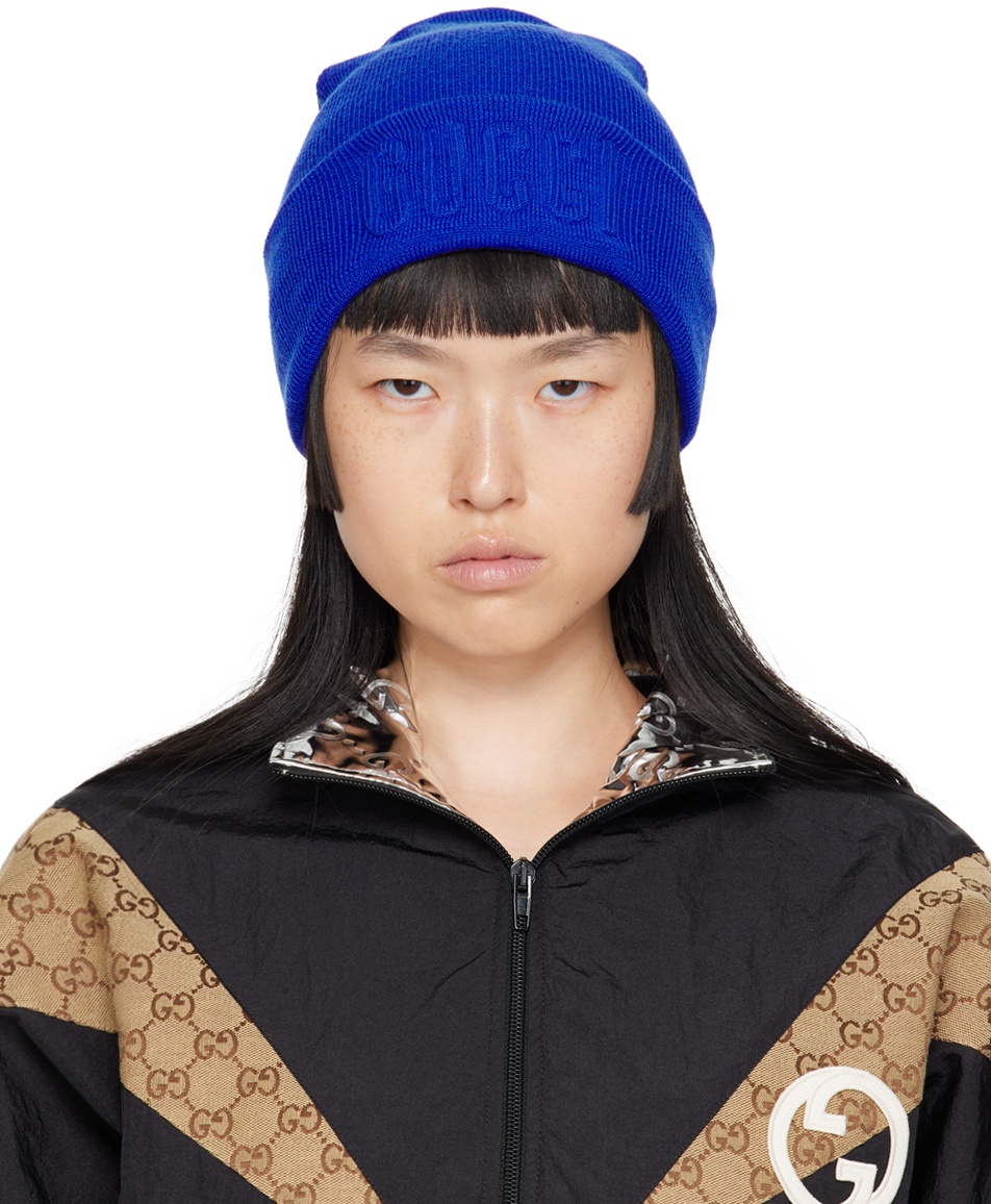Gucci Blue Embroidered Beanie