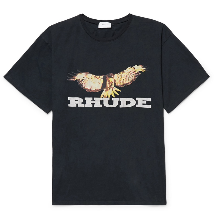 Photo: Rhude - Printed Cotton-Jersey T-Shirt - Black