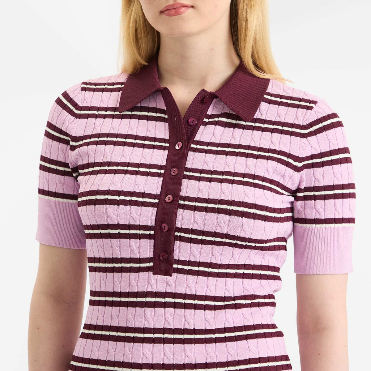 Good American Women's Cable Knit Mini Dress in Collegiate Stripe