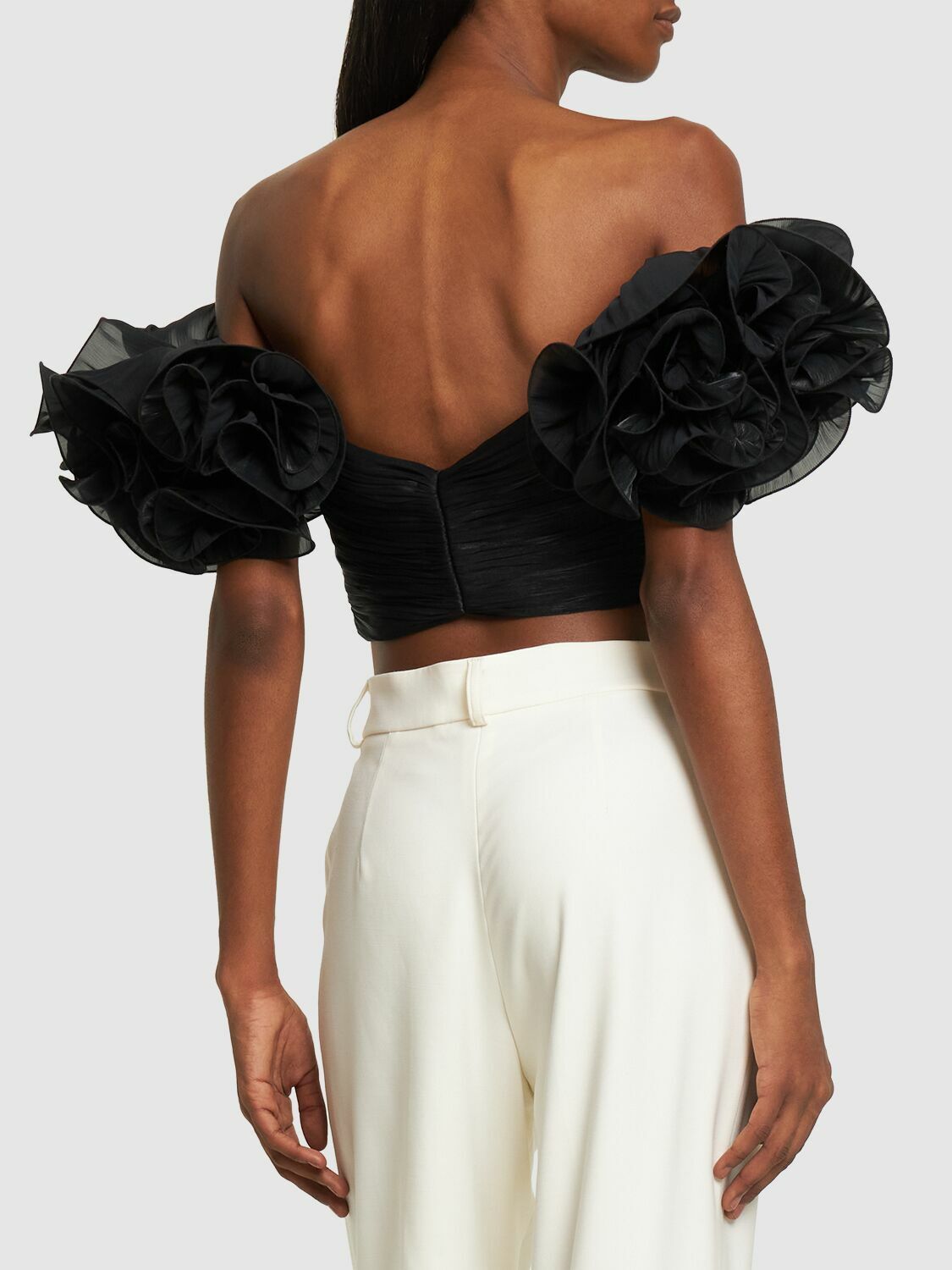 Womens Costarellos black Velvet Bustier Top