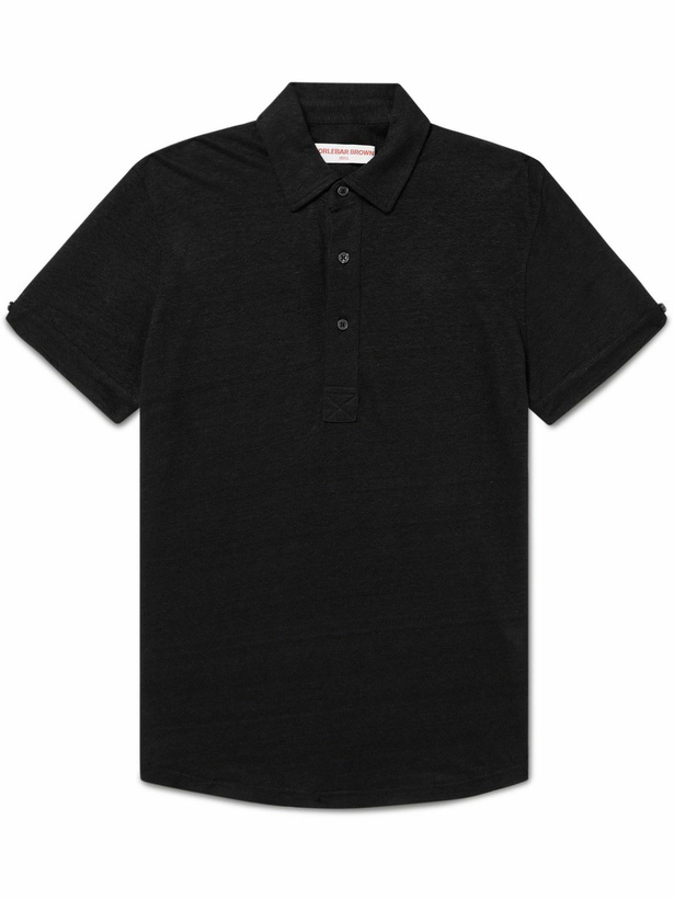 Photo: Orlebar Brown - Sebastian Slim-Fit Linen-Jersey Polo Shirt - Black